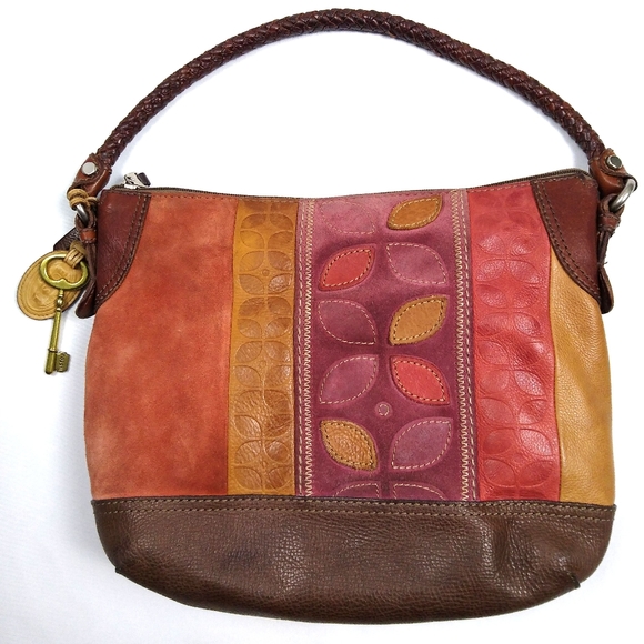 Fossil Handbags - Boho Patchwork Fossil Leather Suede Bag